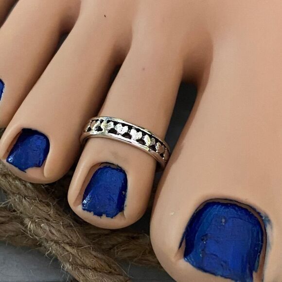 Sterling Silver Hearts Band Toe Ring Midi Ring - Picture 1 of 3